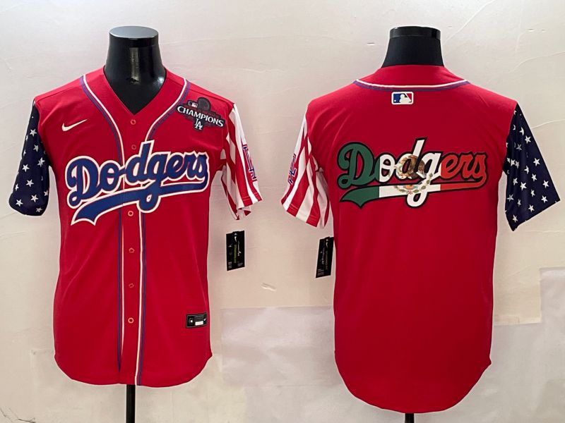 Men Los Angeles Dodgers Blank Red a generation of national flags Joint name 2025 Nike MLB Jersey style 12